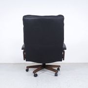 Black Leather King Chair by André Vandenbeuck for Strässle, 1960s