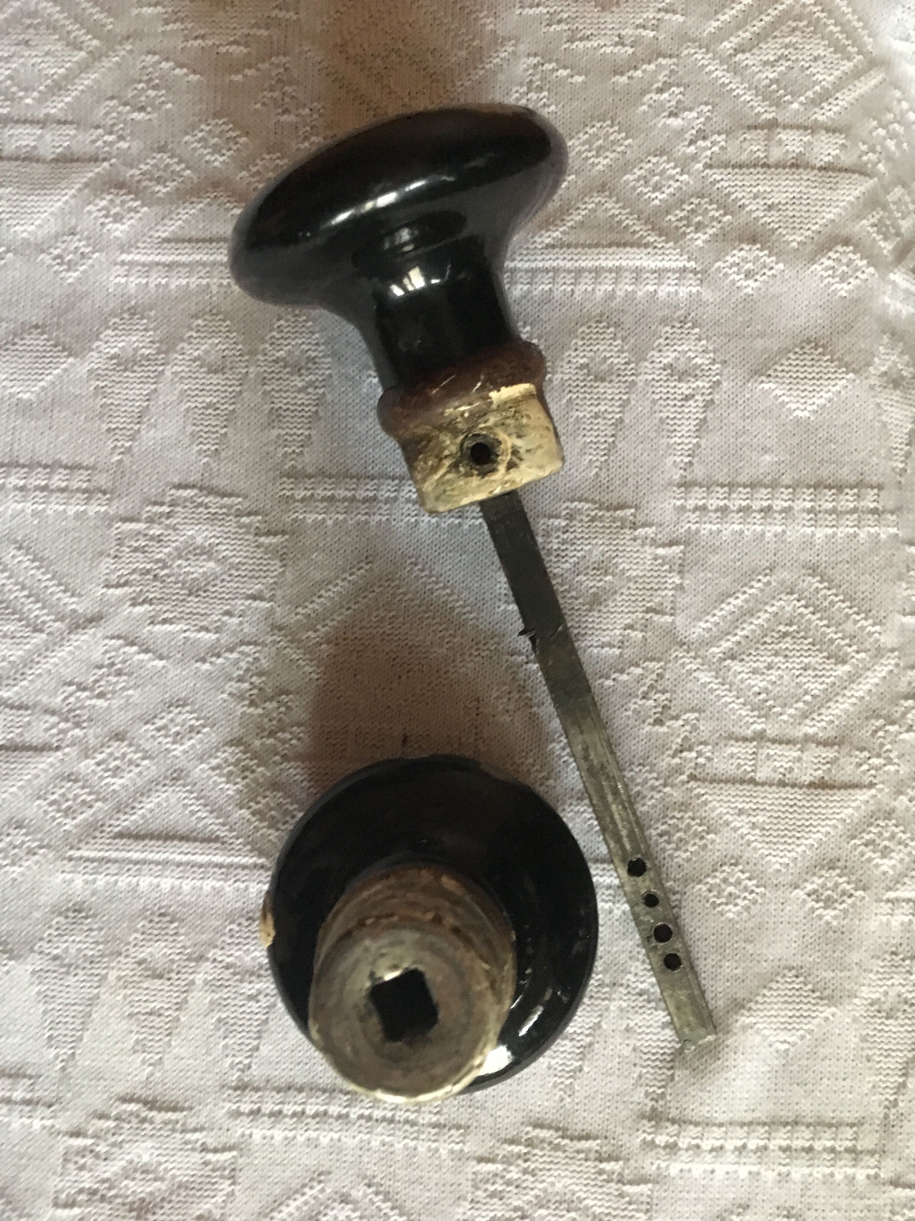 Set of black bakelite door handles