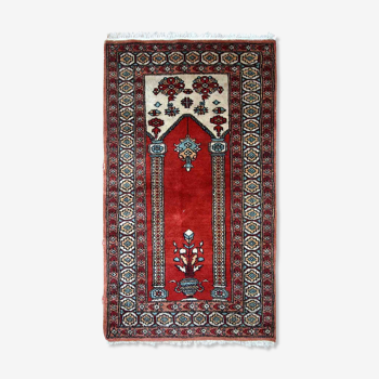 Vintage Turkish Konya handmade carpet 62cm x 92cm 1970s