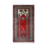Vintage Turkish Konya handmade carpet 62cm x 92cm 1970s