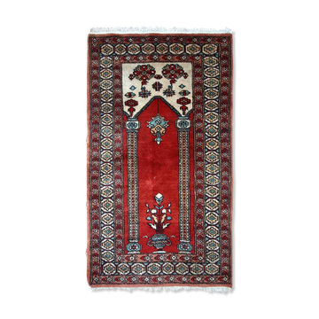 Vintage Turkish Konya handmade carpet 62cm x 92cm 1970s