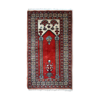 Vintage Turkish Konya handmade carpet 62cm x 92cm 1970s