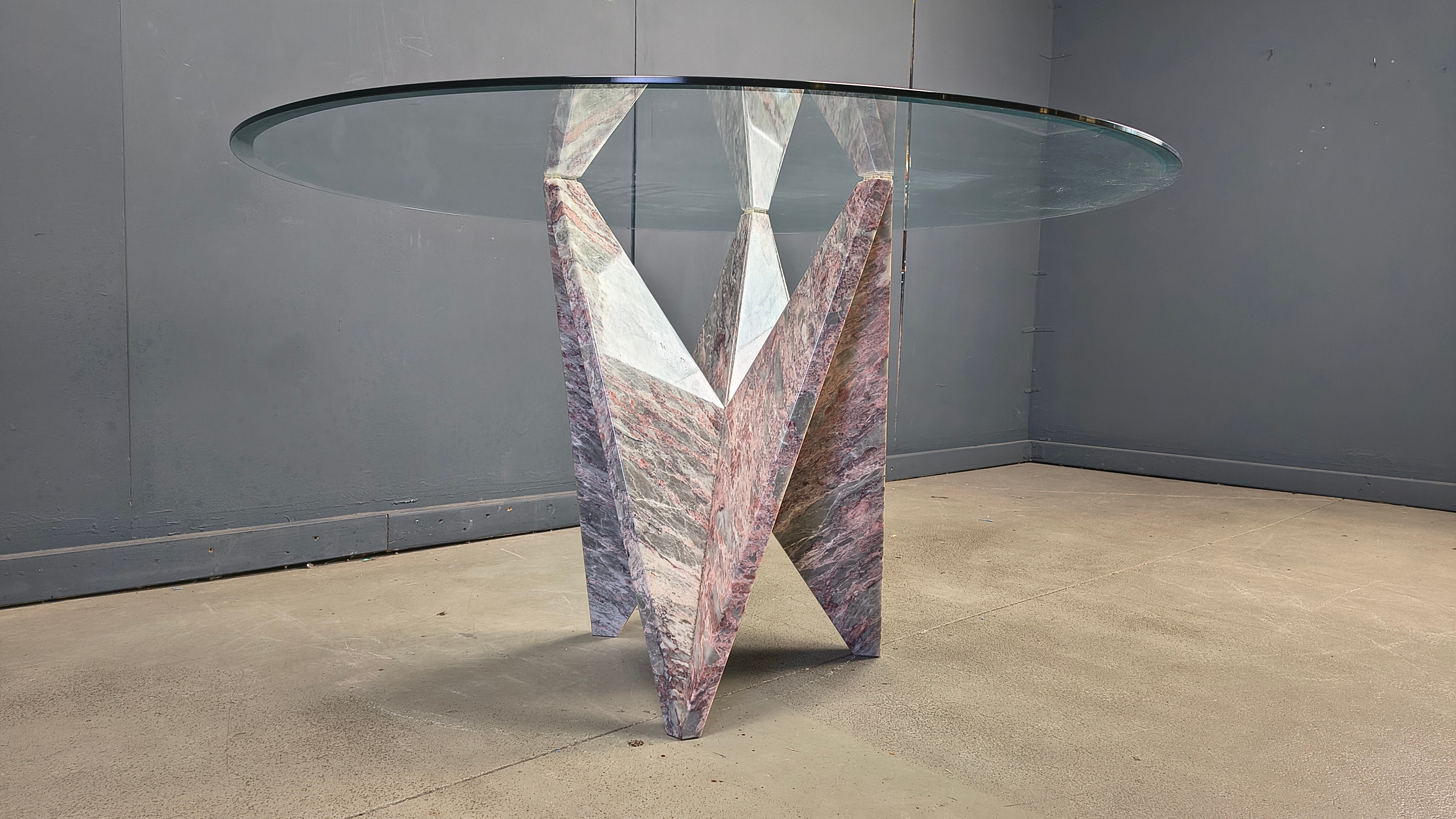 Architectural marble and glass dining table, 1970s