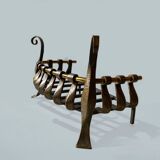 Old cast iron and brass log holder