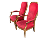 2 Louis Philippe cabriolet armchairs in burgundy velvet wood from the 19th century.