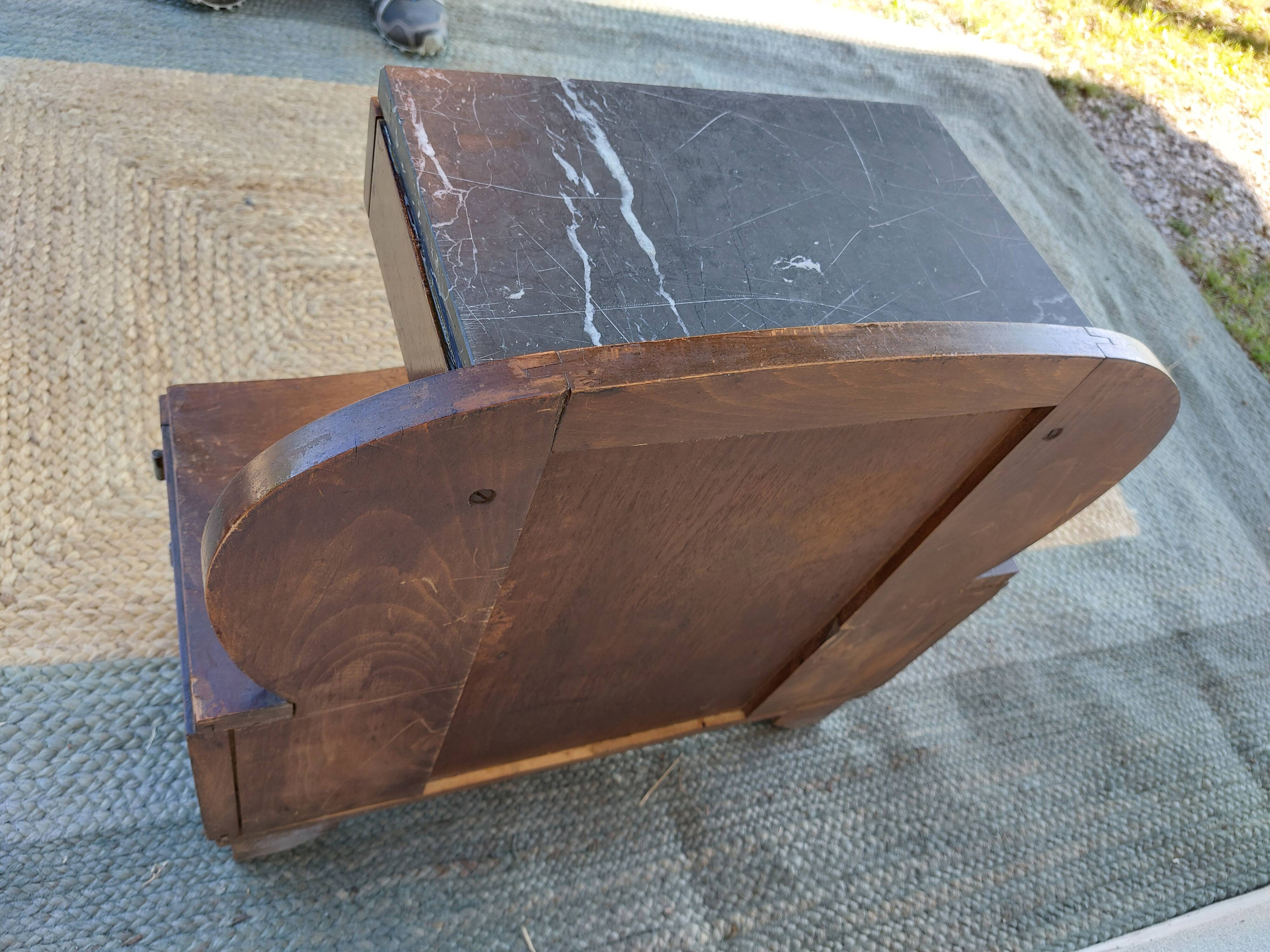 Art deco bedside table, black marble