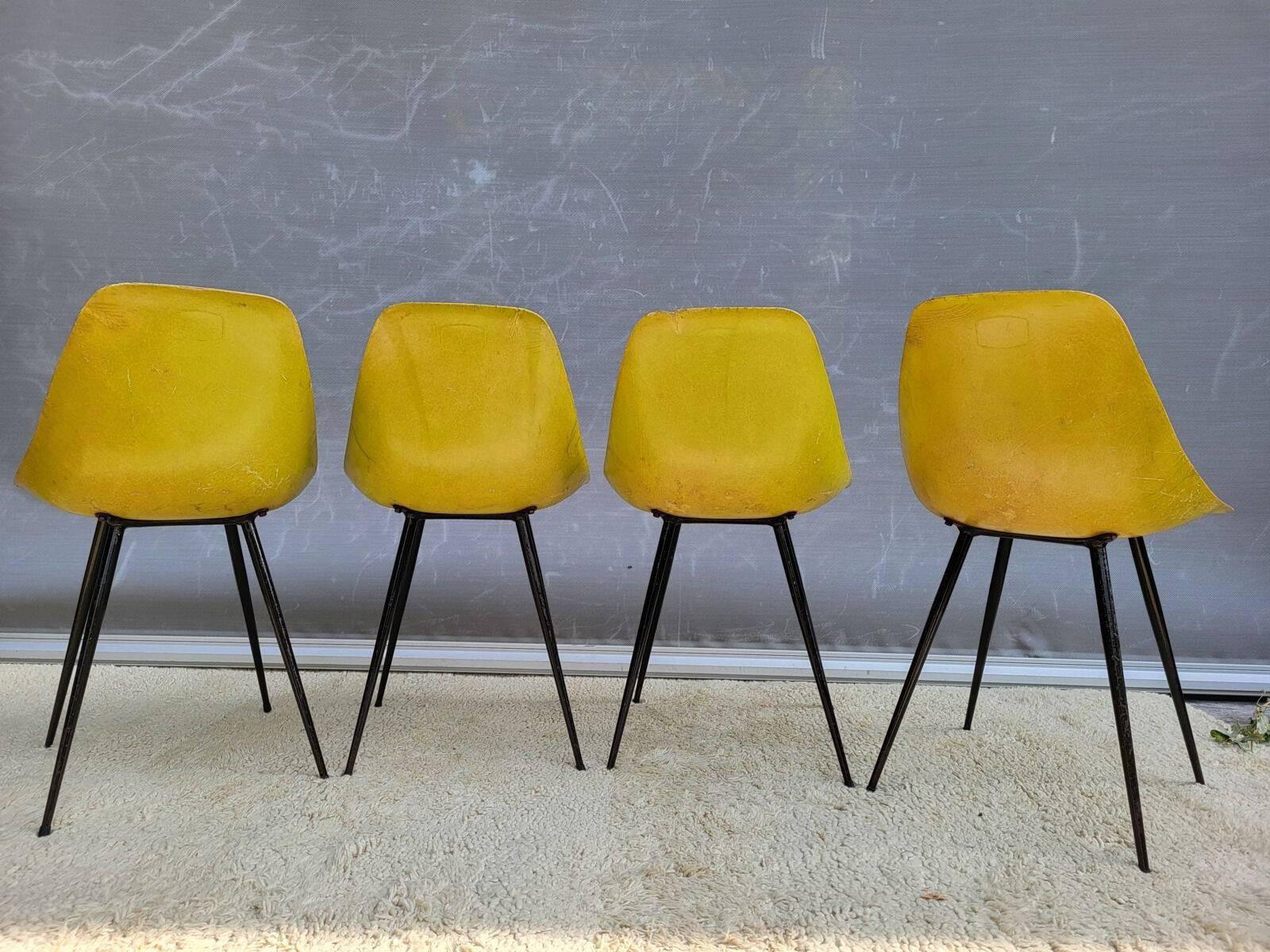 4 chaises Coccinelle René-Jean Caillette pour Steiner 1950