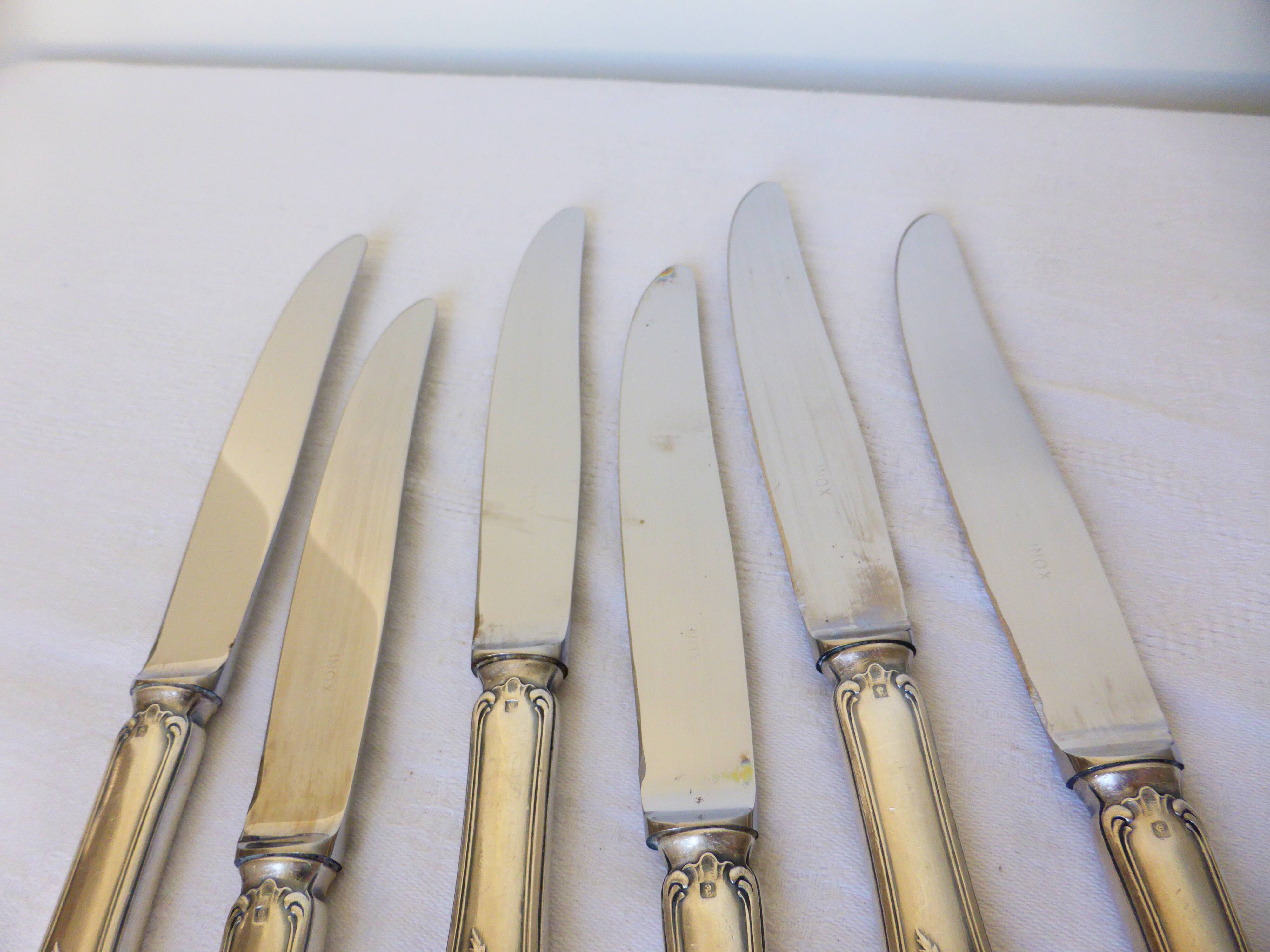 6 vintage knives in English silver metal hallmarked 2106273