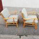 Paire de fauteuils vintage tissu vert pastel