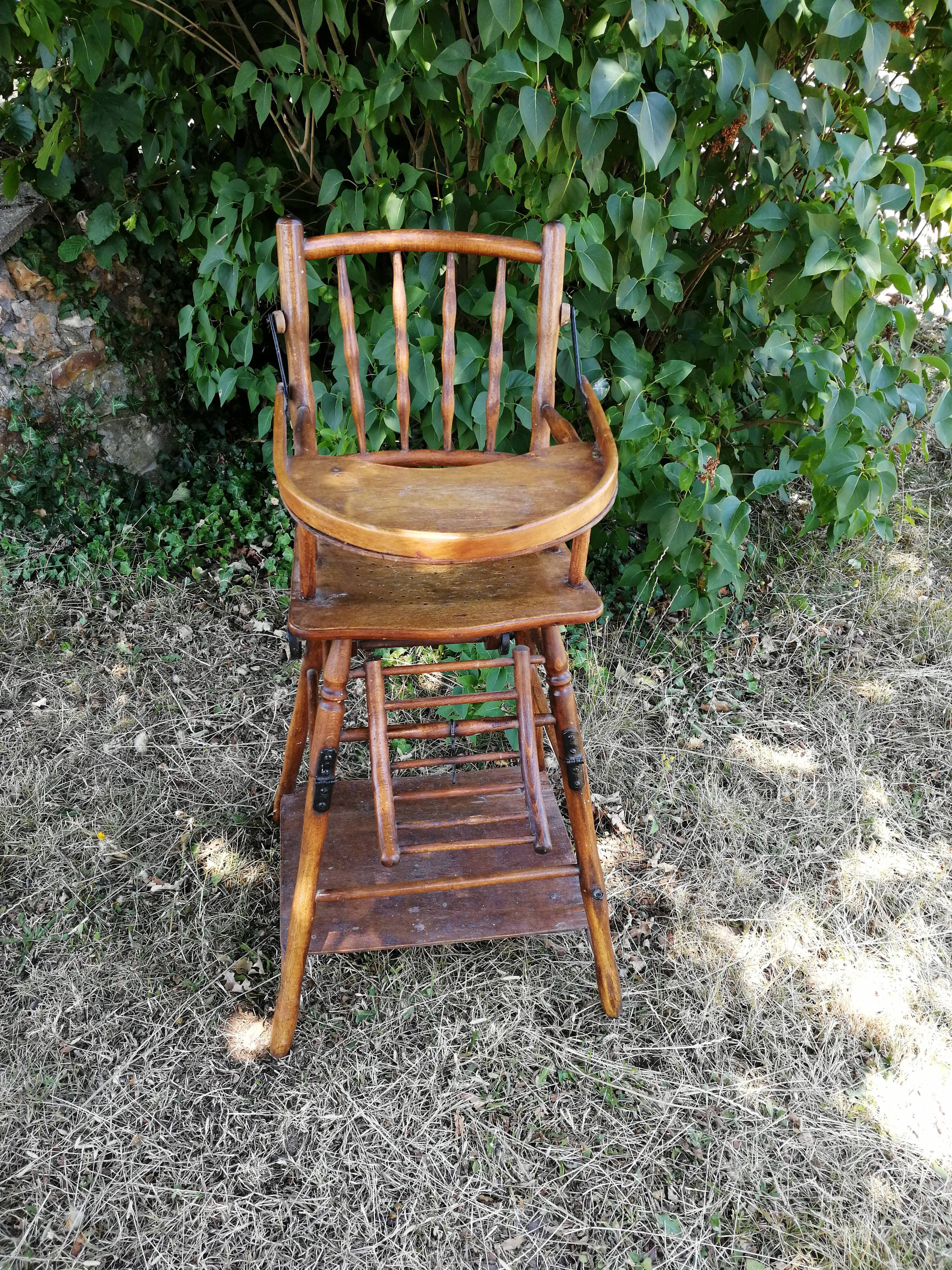 Antique folding high chair
