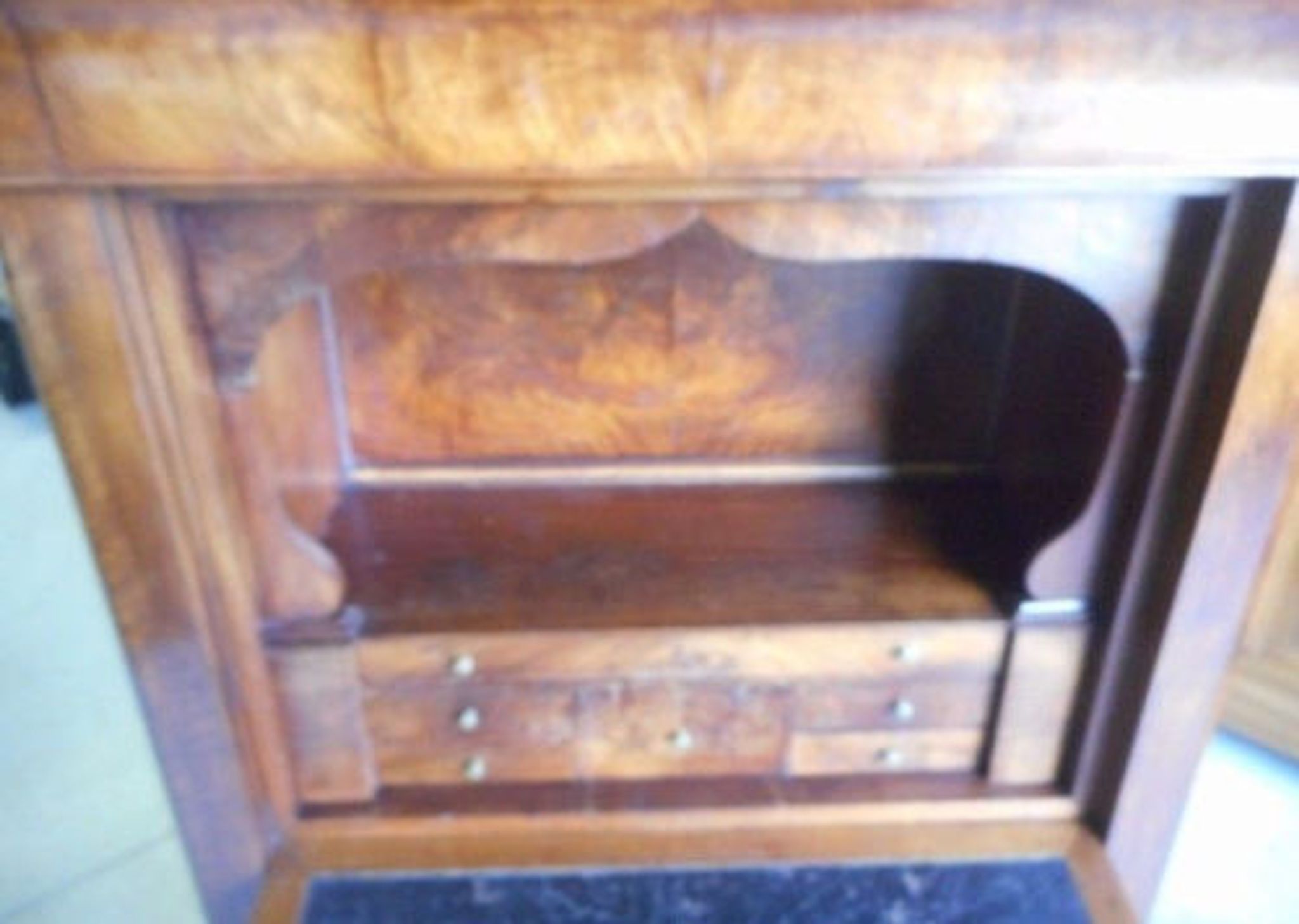 Louis Philippe mahogany secretary with flap and marble top