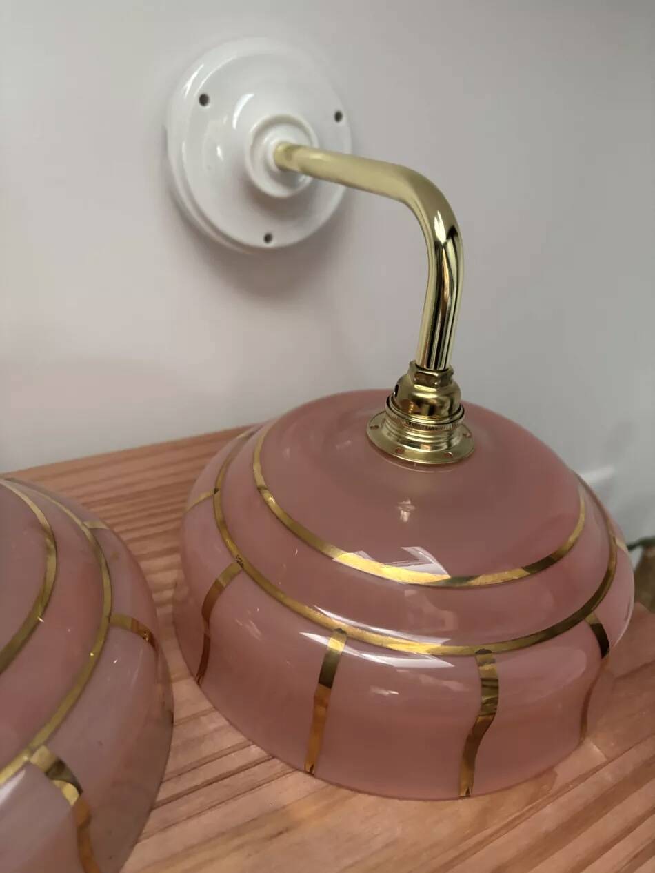 Pair of pink wall sconces