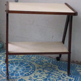 Service rolling feet wood and formica 1950