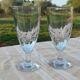 2 verres anciens à absinthe de bistrot, verre épais base torsadée XIXème