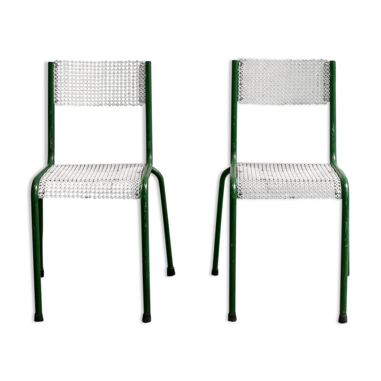 Paire de deux chaises jardin métal 1960