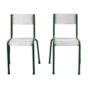 Paire de deux chaises jardin métal