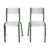 Paire de deux chaises jardin métal 1960