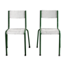 Paire de deux chaises jardin métal 1960