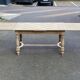 Extendable rectangular farmhouse table renovated oak and marquetry 255cm