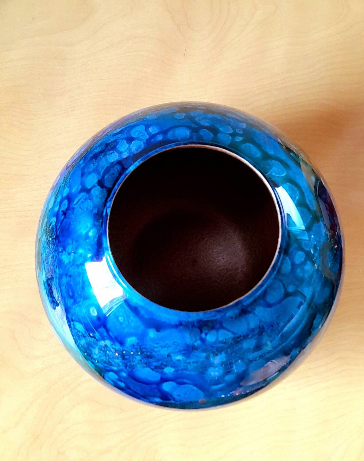 Lacquer vase on glass Jean Noël Bouillet 70s