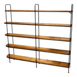Industrial shelf in solid wood and metal