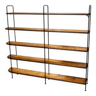 Industrial shelf in solid wood and metal