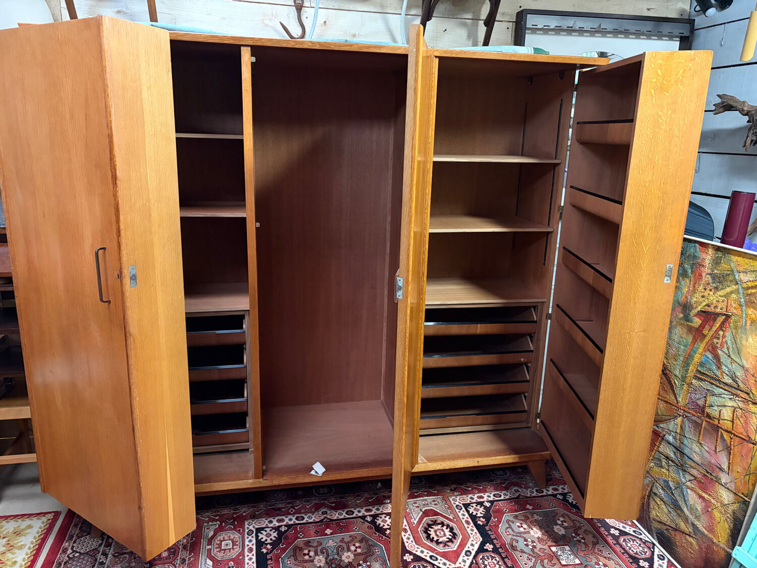 Armoire penderie dressing pied compas vintage design 60/70