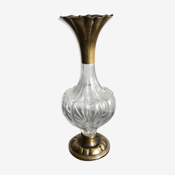 Glass and brass vase