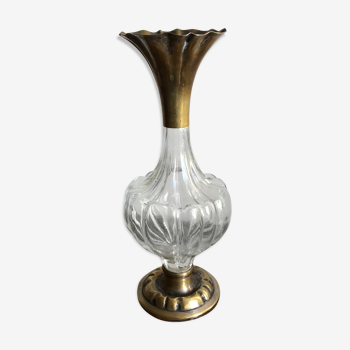 Vase verre et laiton