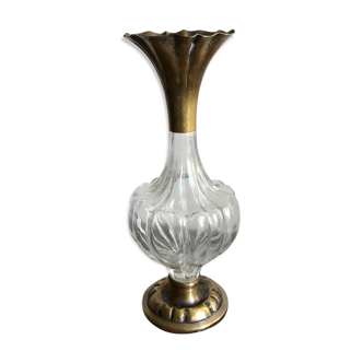 Vase verre et laiton