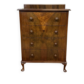 English commode in walnut burl and oak from the 1930s.