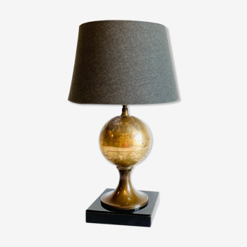 Lampe laiton et bois laqué le dauphin