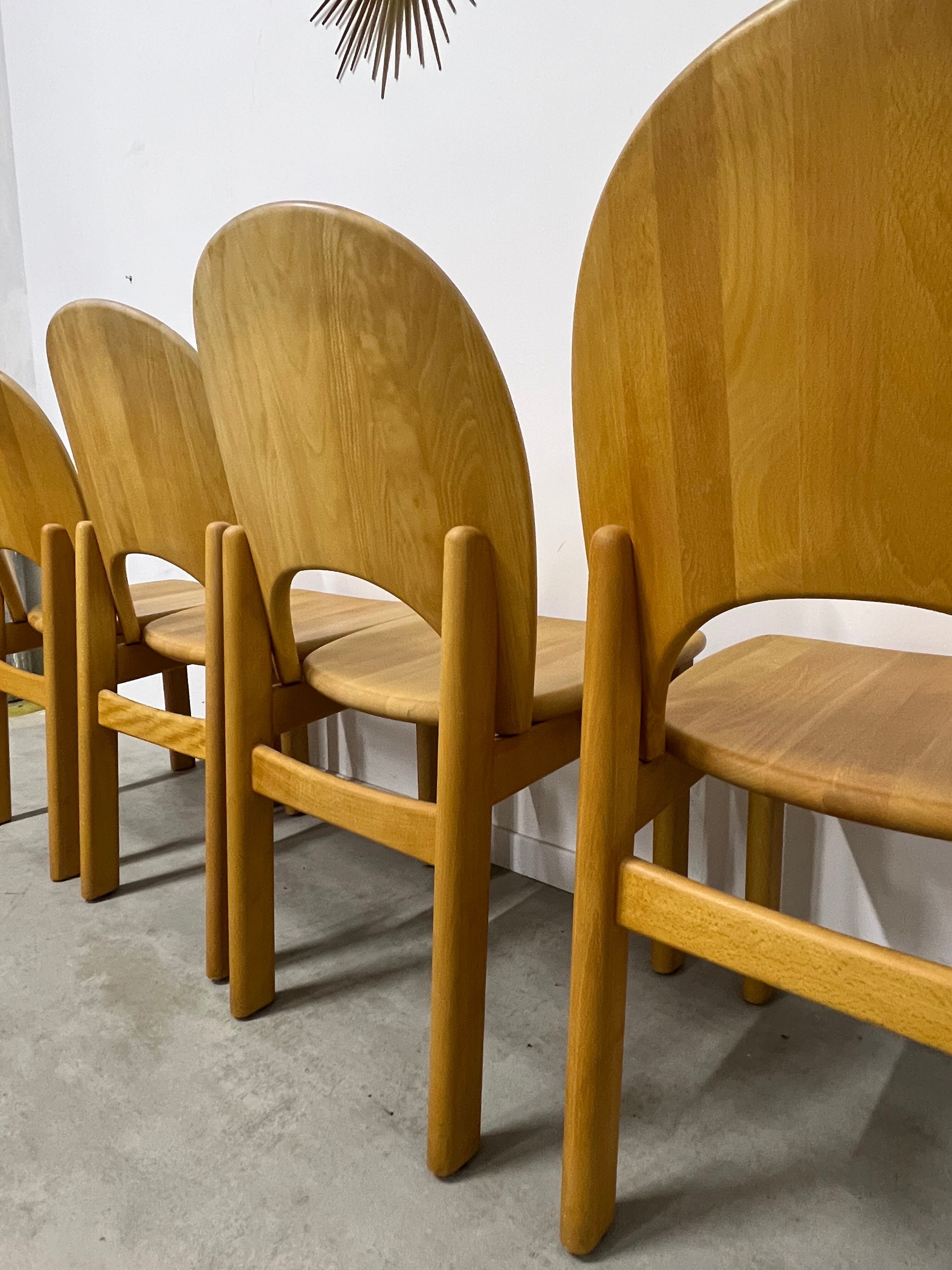 Lot de 4 chaises scandinave möbelfabrik glostrup orme massif vintage 70