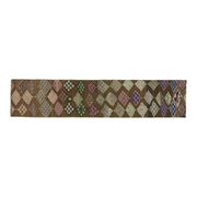 1970s Vintage Turkish Oushak Handmade Wool Cotton Brown Runner Rug 63x295
