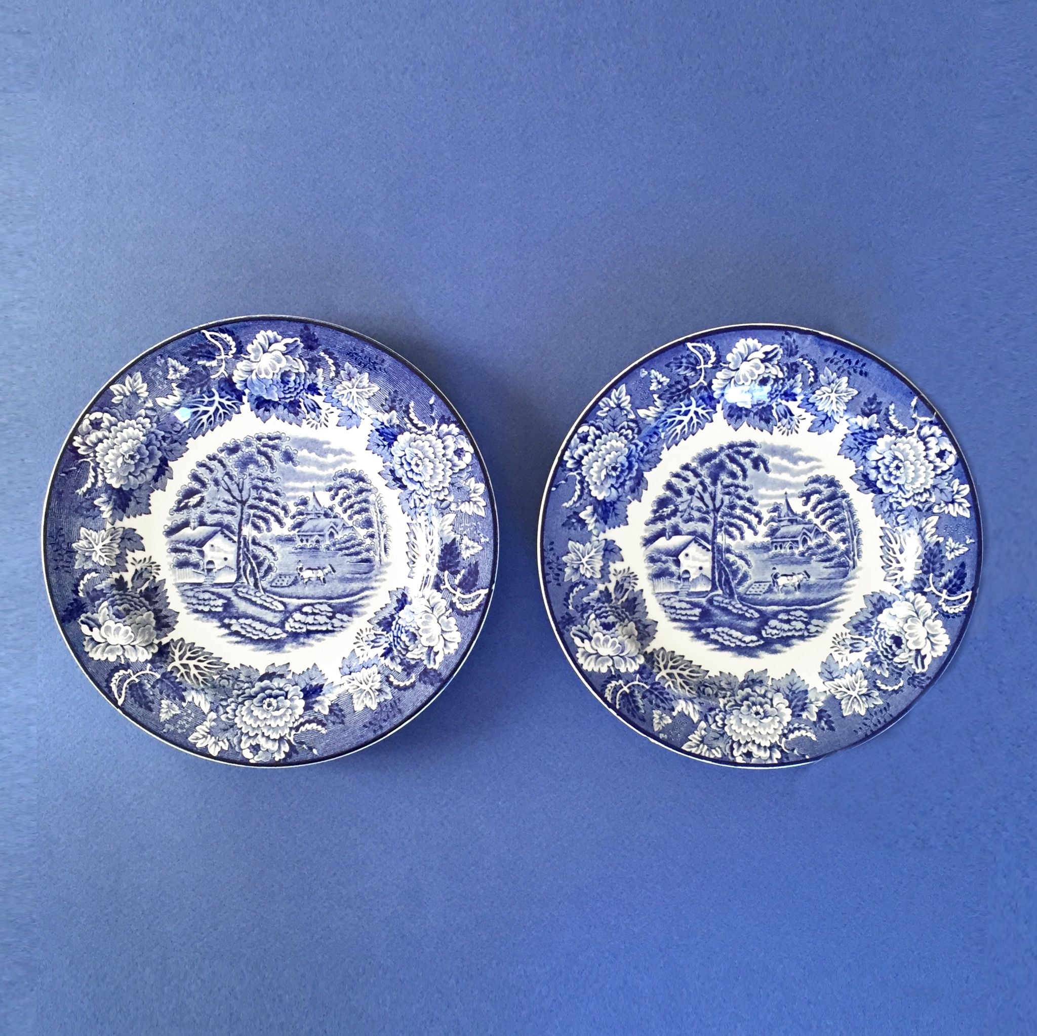 Set of 2 Woods & Sons England “Enoch Woods - English Scenery” plates