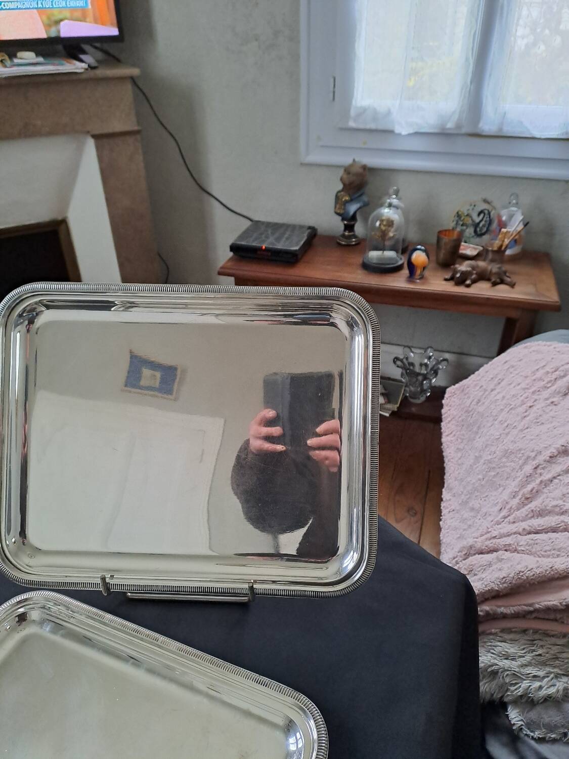 Set of two silver-plated metal trays from Christofle