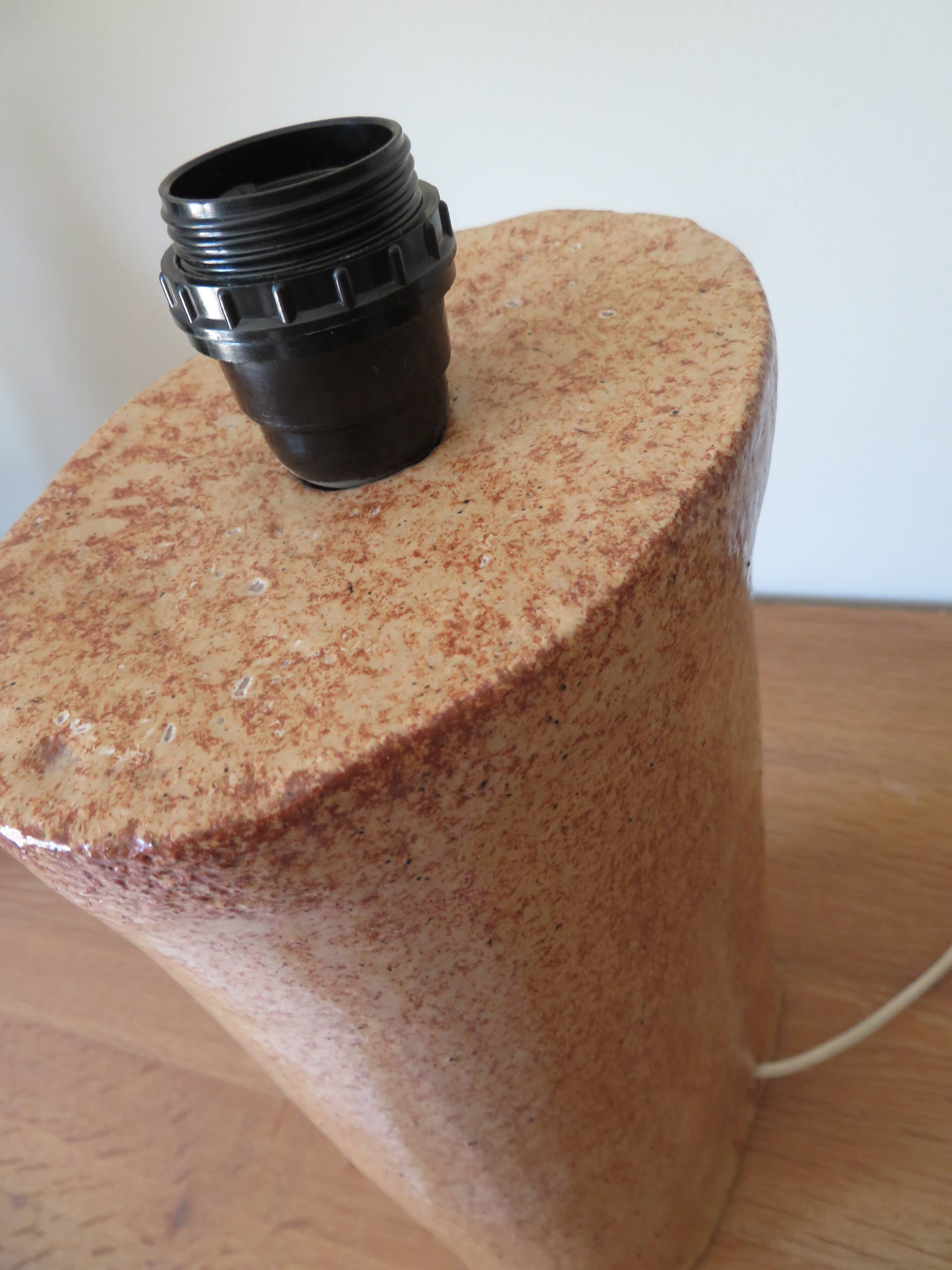 Large vintage glazed terracotta lamp base