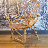 Rattan or wicker egg armchair