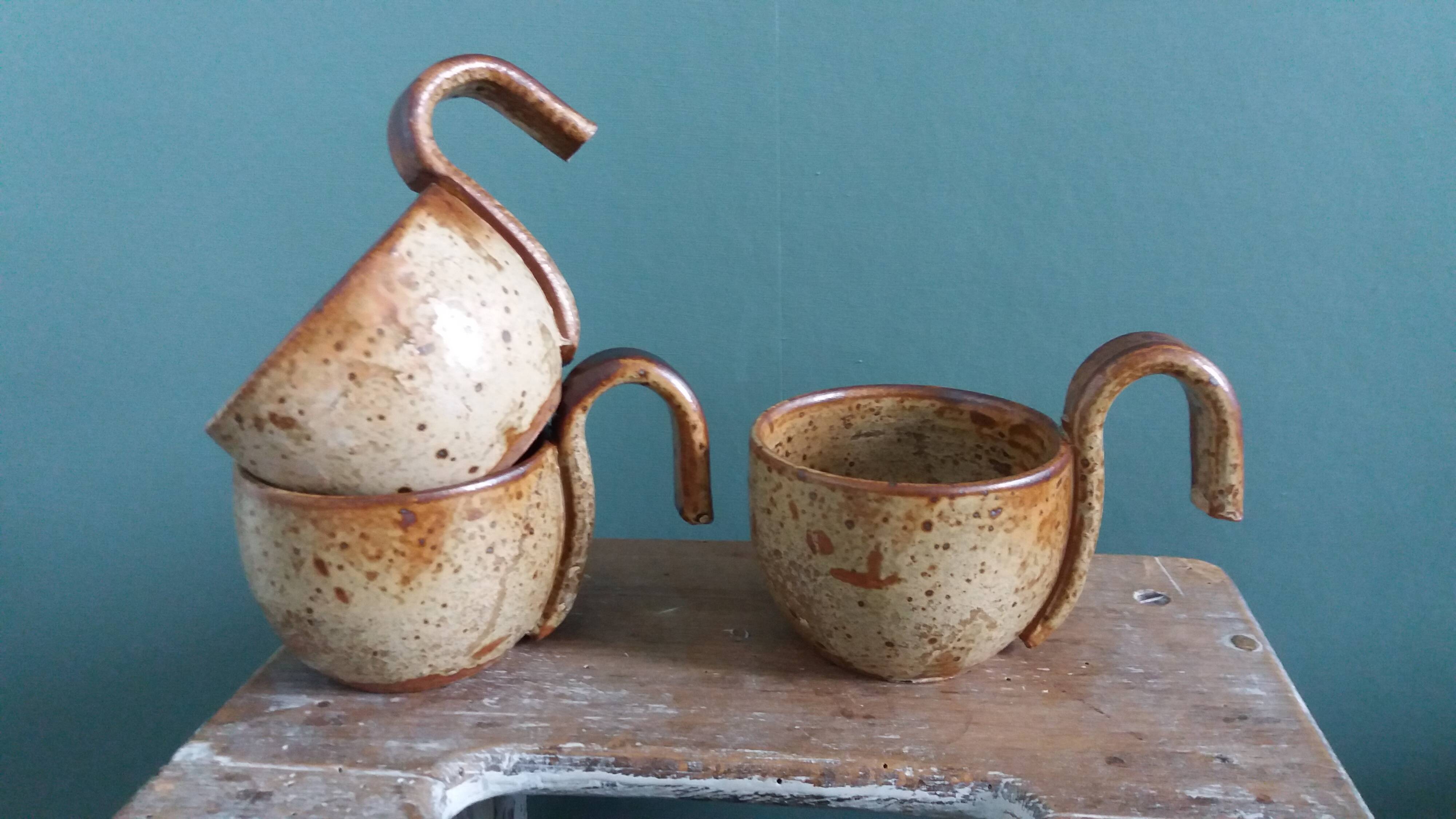 Sangria or punch cups in stoneware from Puisaye, Jean-Pierre Prud’homme