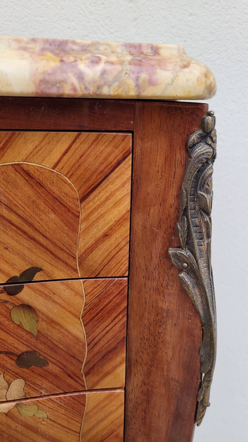 Louis xv style bedside table in rosewood marquetry