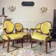 Set of four natural wood armchairs in louis xvi style 19th century