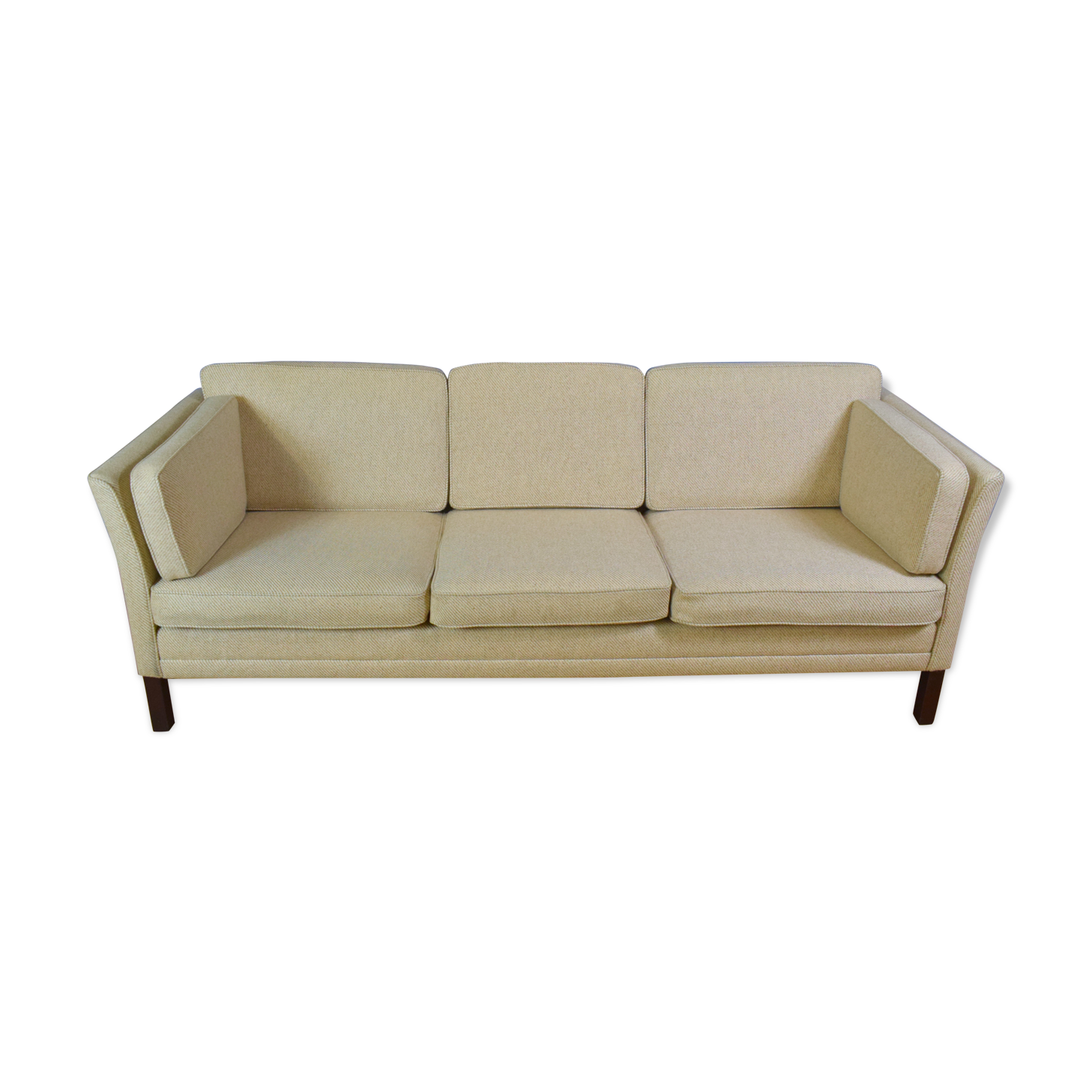 Mid century retro danish stouby style wool 3 seat sofa settee 1980s
