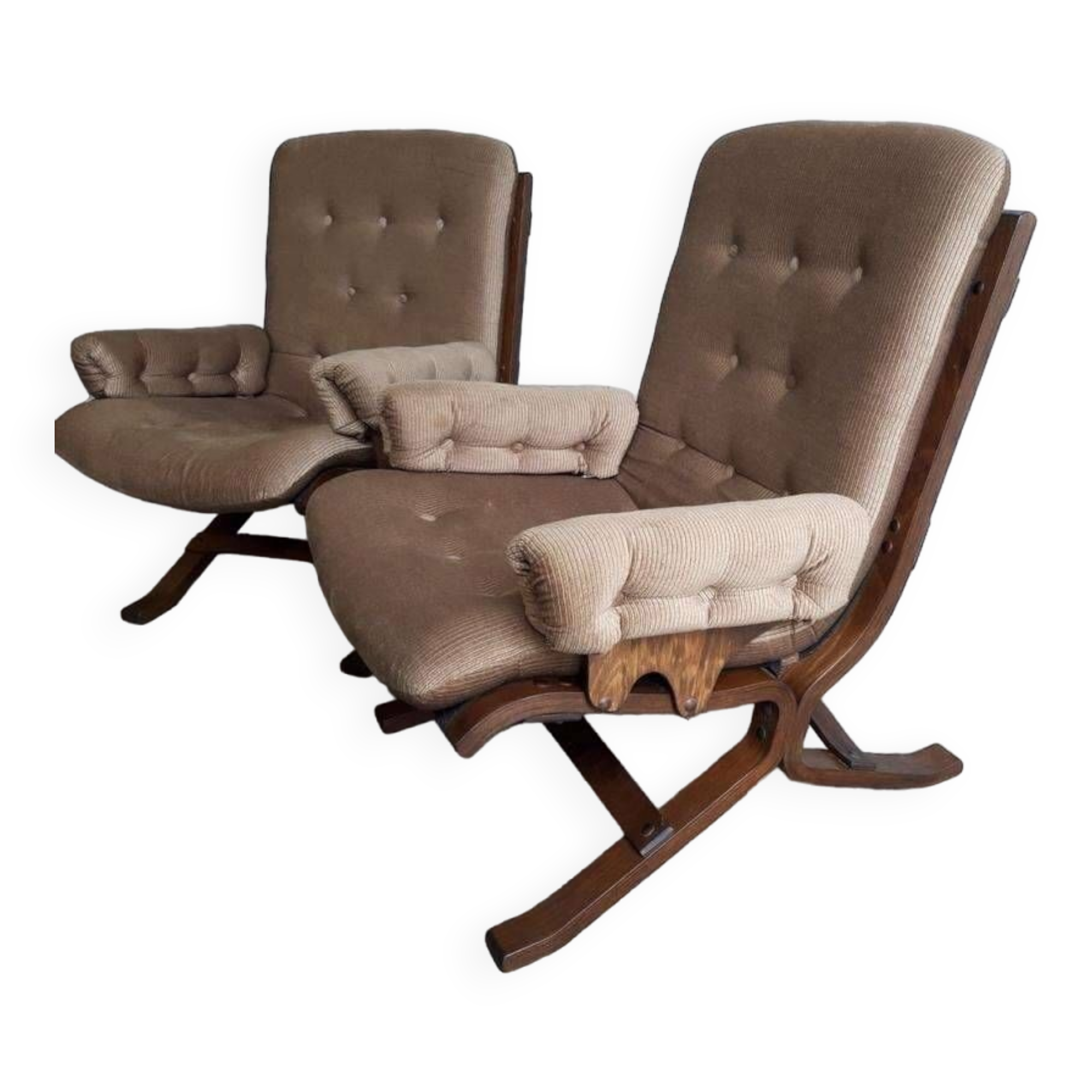 Set of 2 vintage westnofa style club armchairs