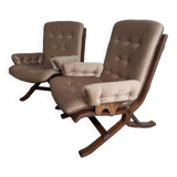 Set of 2 vintage westnofa style club armchairs