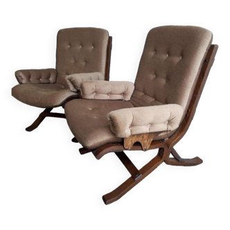 Set of 2 vintage westnofa style club armchairs