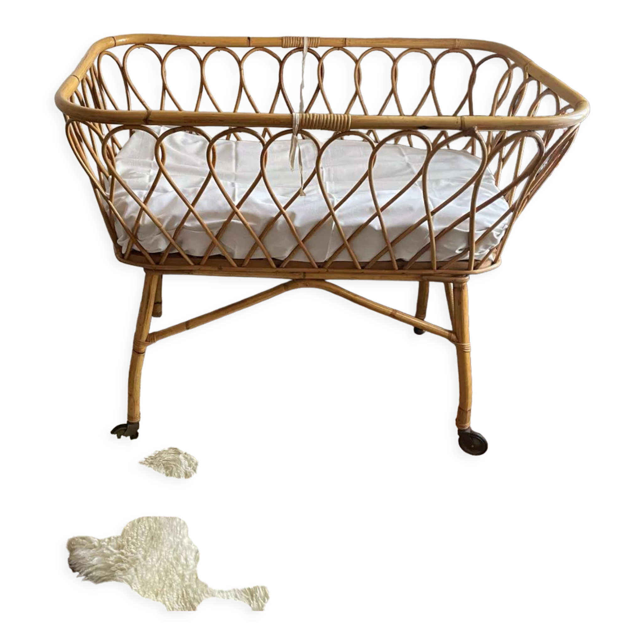 Berceau rotin vintage