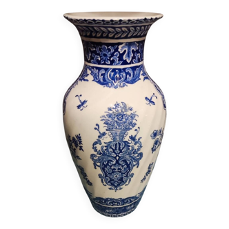 Gien earthenware vase with Rouen decor