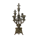 19th-branched five-pointed candlestick with brass extinguishers and wicks