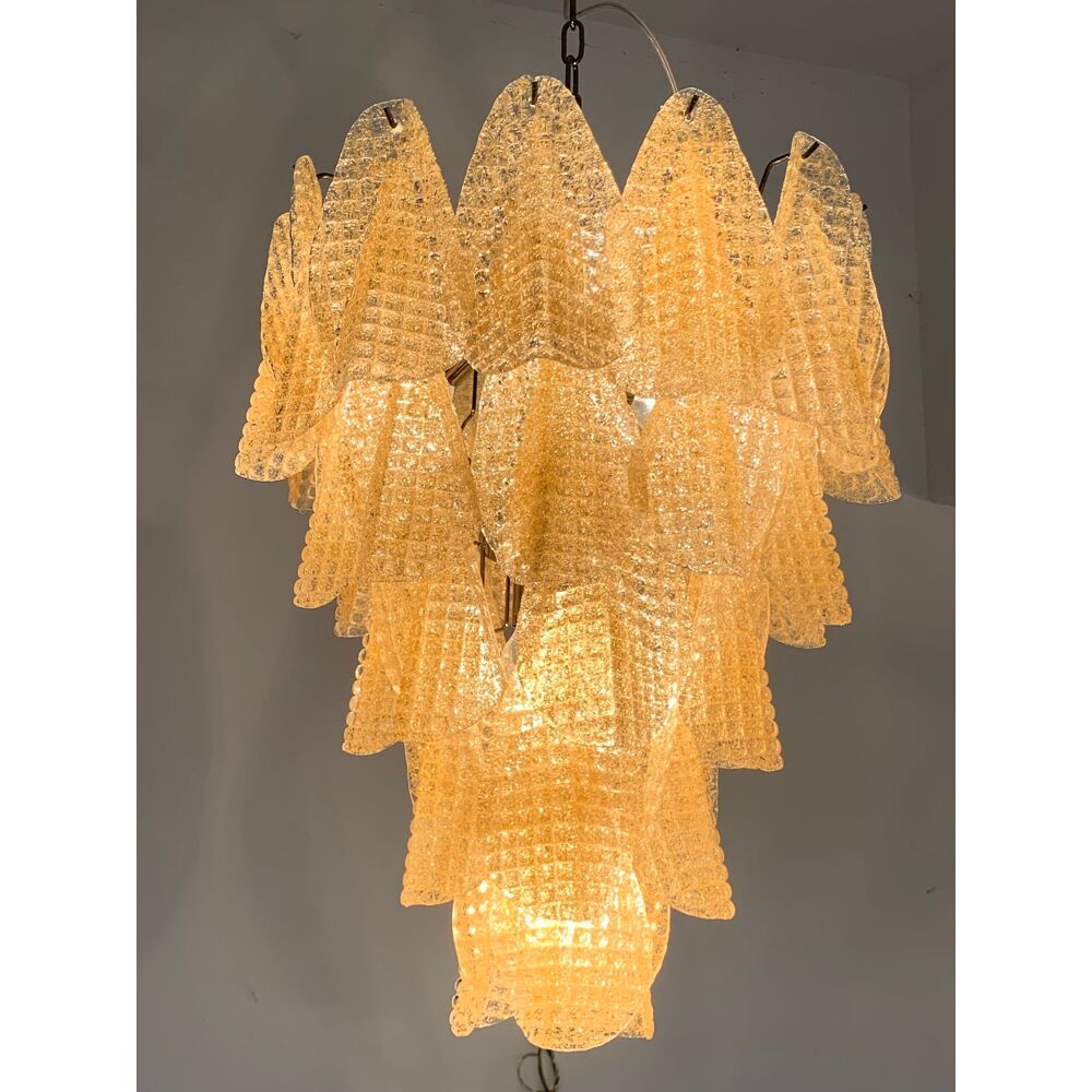 Gold “rondini” murano glass cascade chandelier