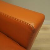Orange leather sofa, Danish design, 1970s, production: Denmark